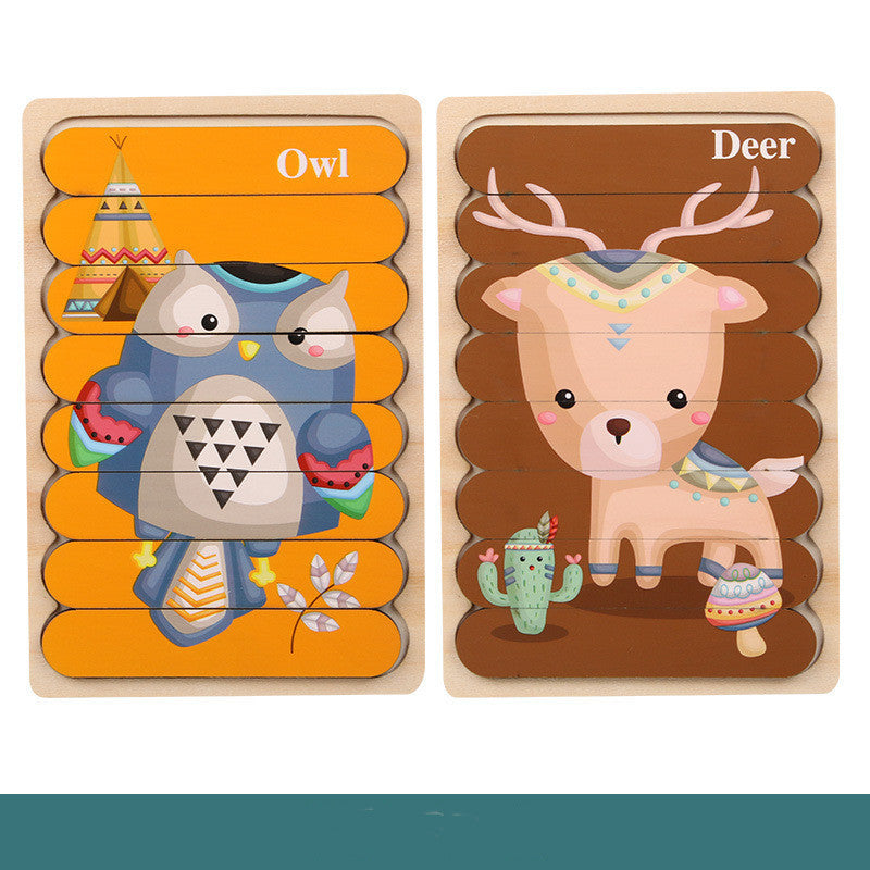 Children's wooden creative double-sided puzzle