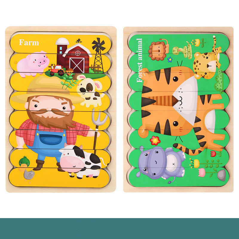 Children's wooden creative double-sided puzzle