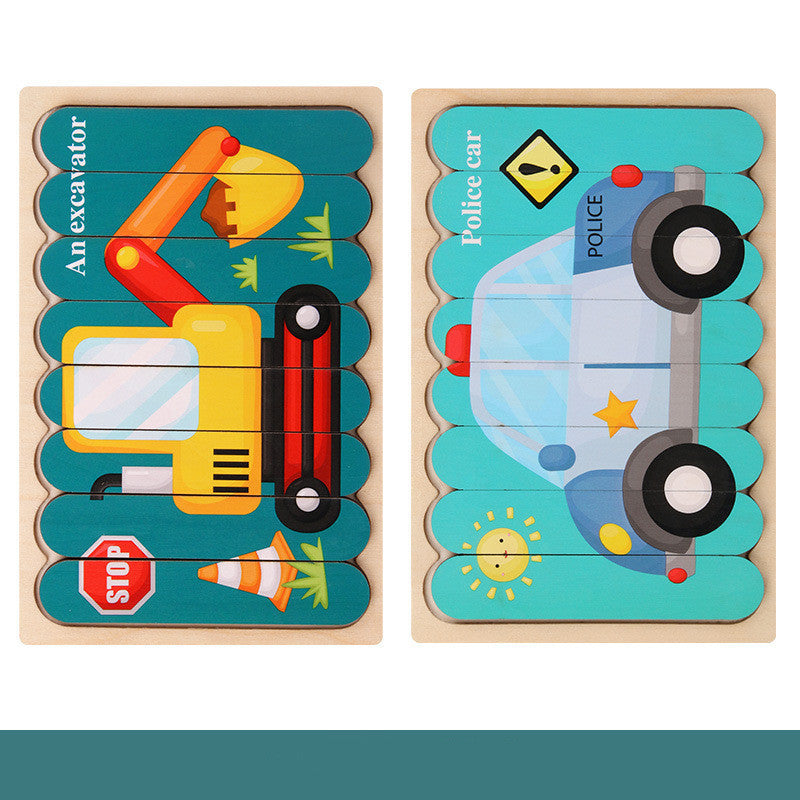 Children's wooden creative double-sided puzzle