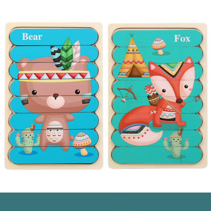 Children's wooden creative double-sided puzzle
