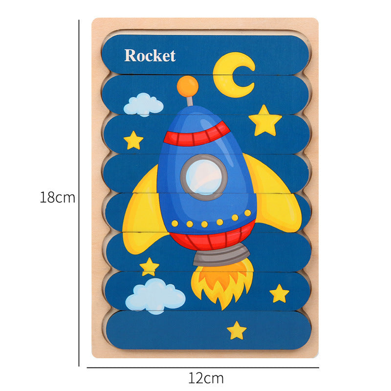 Children's wooden creative double-sided puzzle