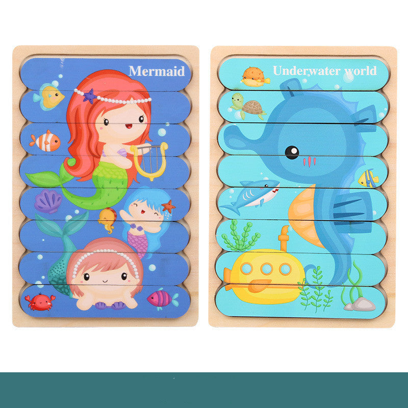 Children's wooden creative double-sided puzzle
