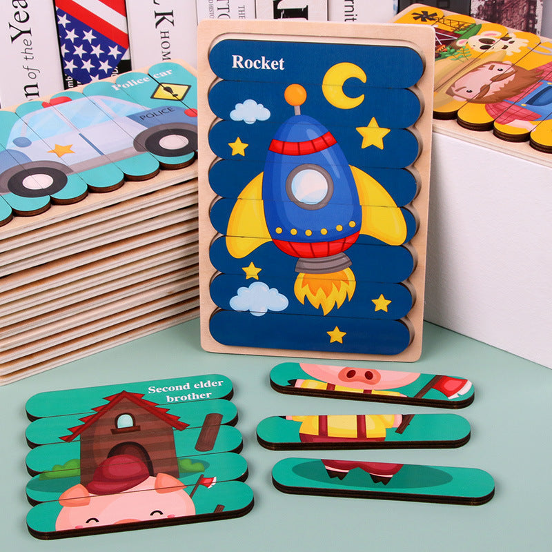Children's wooden creative double-sided puzzle