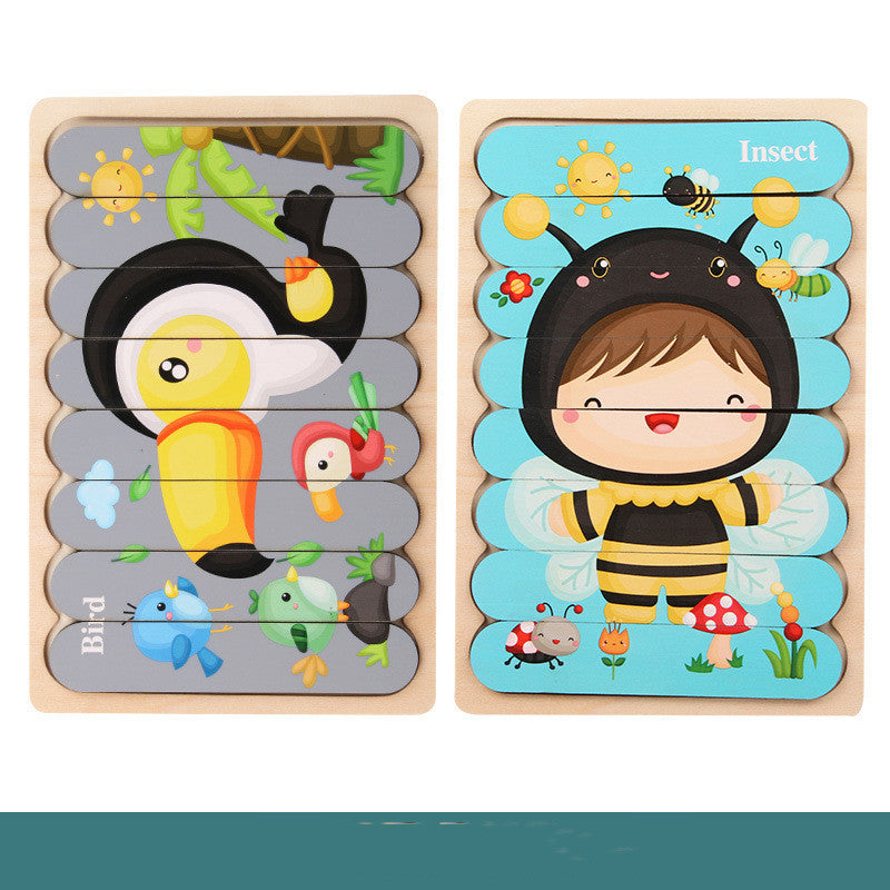 Children's wooden creative double-sided puzzle