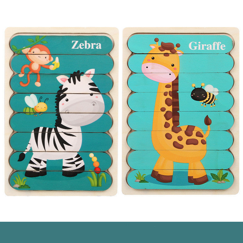 Children's wooden creative double-sided puzzle