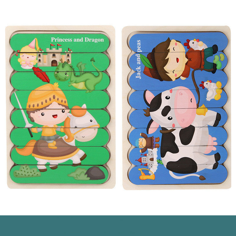 Children's wooden creative double-sided puzzle