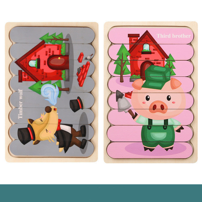 Children's wooden creative double-sided puzzle