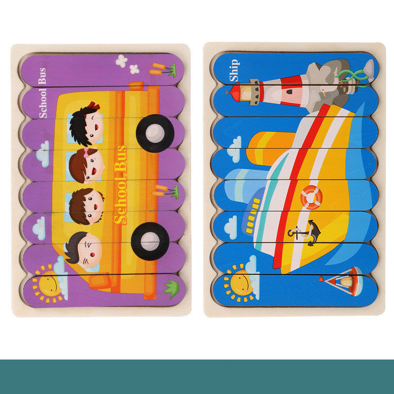 Children's wooden creative double-sided puzzle